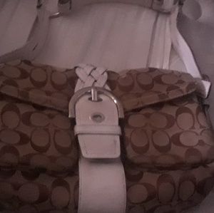 Brown Canvas Coach Jaquard Shoulder bag